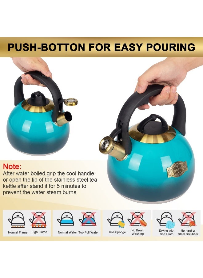 LUXGRACE Tea Kettle Stovetop Whistling Kettle Teapot, Food Grade Stainless Steel Teakettle for Stove Top with Heat Proof Ergonomic Handle, 3.1 Quart Tea Pot - Image 5
